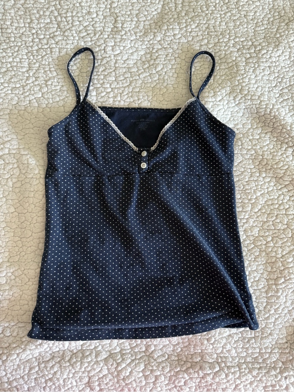 Brandy Melville Navy Polka Dot Spaghetti Strap Cami